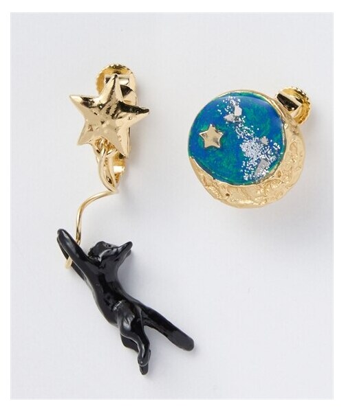 nissen（ニッセン）の「gargle（ガーグル）星を追うネコ（選べるピアス・イヤリング）（ピアス（両耳用）・メンズ・パープル/グリーン・1=ピアス/2=イヤリング）」の3枚目の写真