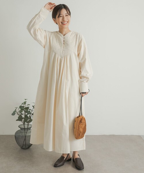 Checkered Pleats Long Shirt Dress M