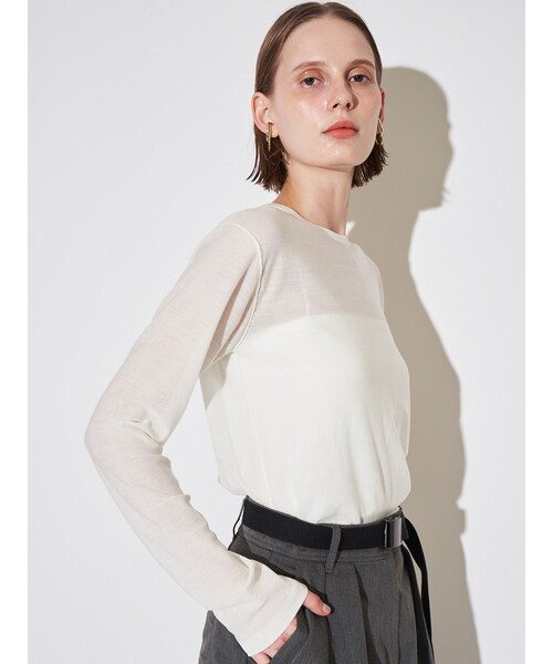 ELENDEEK(エレンディーク)の「WOOL SHEER LONG-T KT(ニット/セーター・レディース・オフホワイト/ブラック/ピンク/イエロー/ブルー・F)」の3枚目の写真