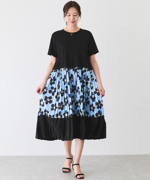 Jayro（ジャイロ）の「花柄ドッキング半袖ワンピース（ワンピース・レディース・ブラック系・F）」の16枚目の写真