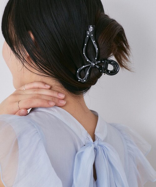 VIS（ビス）の「ドットリボンバンス（バレッタ/ヘアクリップ・レディース・ブラック/ホワイト・F）」の2枚目の写真