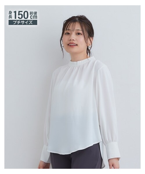 nissen（ニッセン）の「小さいサイズ　とろみギャザーブラウス　低身長さん・小柄女性（シャツ/ブラウス・レディース・エクリュ/ライトグレー/オフホワイト/ピンクベージュ・PSS/PS/PM/PL）」の13枚目の写真