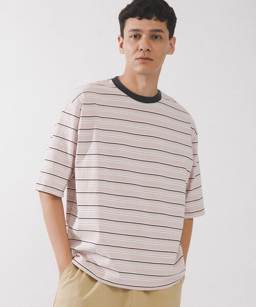 URBAN RESEARCH Sonny Label（アーバンリサーチサニーレーベル）の「マルチボーダーショートスリーブTシャツ（Tシャツ/カットソー・メンズ・ブルー/グリーン/ピンク・M/L）」の3枚目の写真