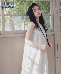 Petitjo | 小さいサイズ　綿混ショルダータックノースリーブワンピース　低身長さん・小柄女性(ワンピース)