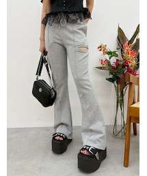 EVRIS | ビジューカッティングスウェットフレアパンツ(スウェットパンツ)