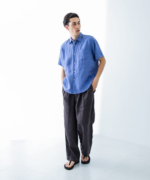 URBAN RESEARCH（アーバンリサーチ）の「LINEN SHORT-SLEEVE SHIRTS（シャツ/ブラウス・メンズ・WHITE/BLUE/BROWN/D.NAVY・S/M/L）」の21枚目の写真