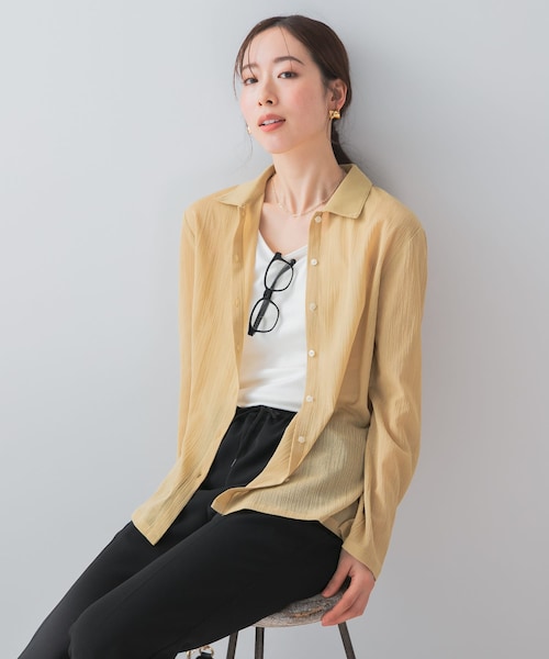 URBAN RESEARCH ROSSO（アーバンリサーチロッソ）の「F by ROSSO　楊柳シアーシャツ（シャツ/ブラウス・レディース・YELLOW/P/BEIGE/GRAY・FREE）」の18枚目の写真