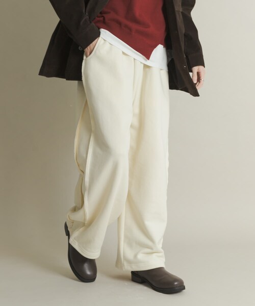 SENSE OF PLACE by URBAN RESEARCH（センスオブプレイスバイアーバンリサーチ）の「スウェットタックワイドパンツ（その他パンツ・メンズ・IVORY/BLACK/GRAY・M/L）」の5枚目の写真