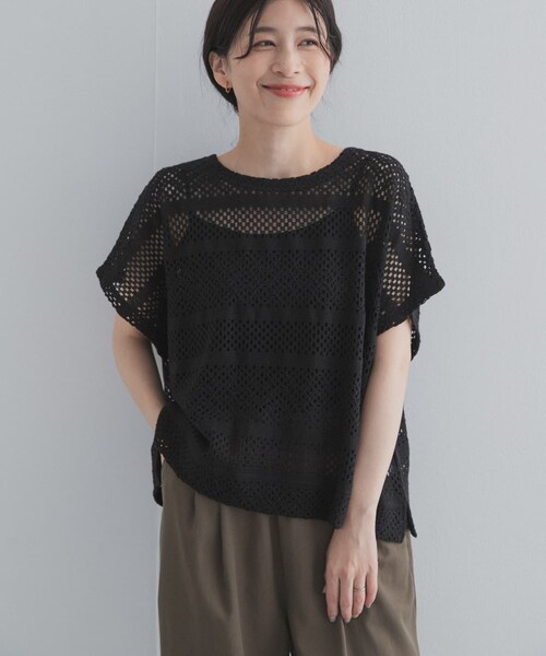 URBAN RESEARCH DOORS（アーバンリサーチドアーズ）の「クロップドレースプルオーバー（その他トップス・レディース・OFF/BLACK/BROWN・Free）」の14枚目の写真