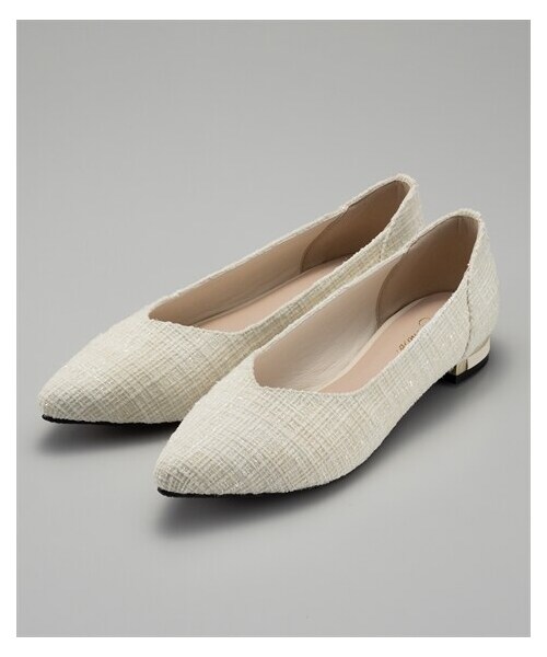 nissen（ニッセン）の「Vカットゴールドアクセントローヒールパンプス(低反発中敷)（パンプス・メンズ・黒(ツイード調)/アイボリー(ツイード調)・S=23.0cm/M=24.0cm/L=25.0cm/LL=25.5cm）」の5枚目の写真