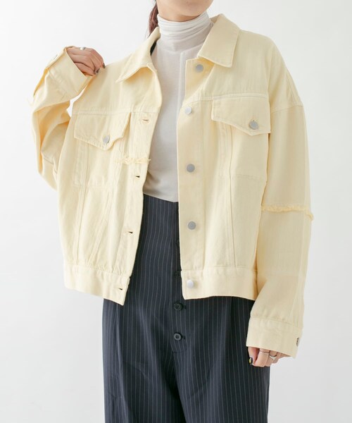 KBF（ケイビーエフ）の「パッチワークGジャン（デニムジャケット・レディース・YELLOW/BEIGE・one）」の2枚目の写真