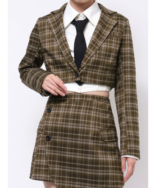 EATME（イートミー）の「クロップド丈ジャケット（セットアップ可能）（テーラードジャケット・レディース・グレー/ブラック/ブルー/ブラウン・F）」の9枚目の写真