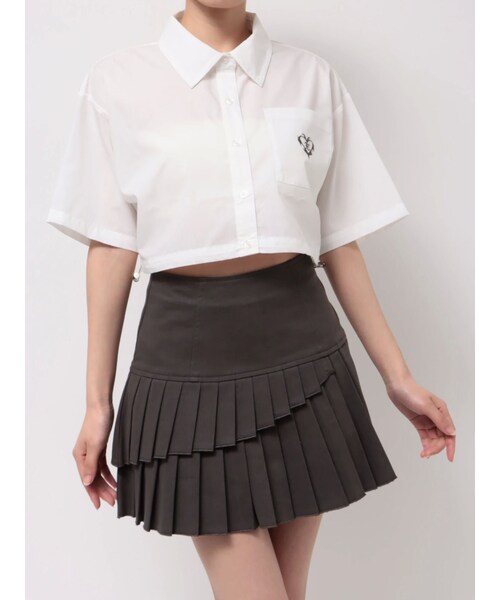 EVRIS（エヴリス）の「ワンポイントショートシャツ（シャツ/ブラウス・レディース・ホワイト/ブルー・F）」の2枚目の写真