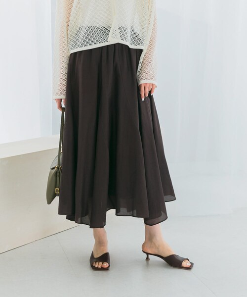 URBAN RESEARCH ROSSO（アーバンリサーチロッソ）の「コットンシルクヘムデザインギャザースカート（スカート・レディース・red/sax/darkbrown・FREE）」の5枚目の写真