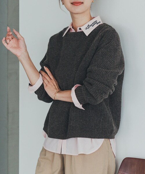 URBAN RESEARCH DOORS（アーバンリサーチドアーズ）の「ハミルトンウール畦ボートネックプルオーバー（ニット/セーター・レディース・MIX GRAY/YELLOW/MIX BROWN・M）」の21枚目の写真