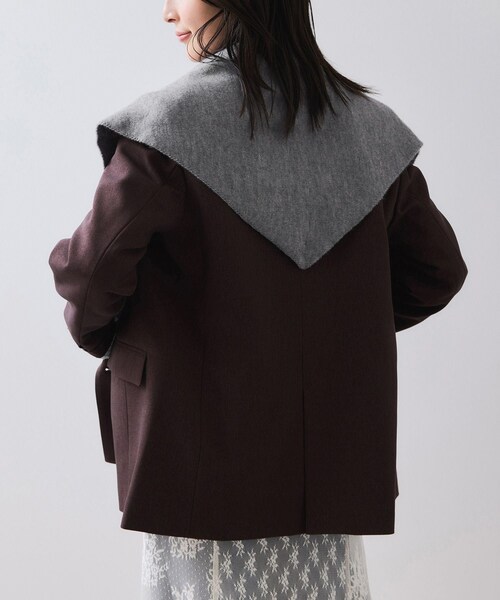 VIS（ビス）の「トライアングルニットスカーフ（バンダナ/スカーフ・レディース・グレー/ベージュ・F）」の5枚目の写真