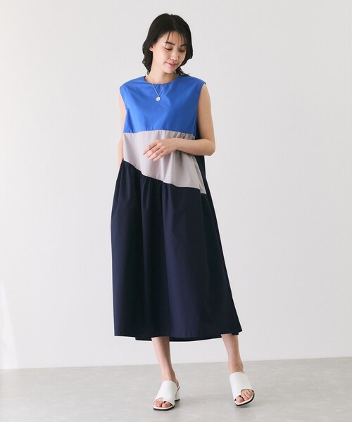 Jayro（ジャイロ）の「配色ノースリーブワンピース（ワンピース・レディース・ベージュ/グリーン/ブルー・M）」の3枚目の写真