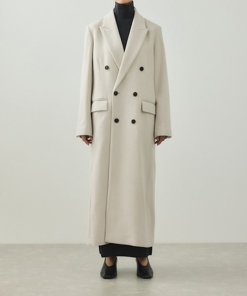 ADAM ET ROPE'（アダムエロペ）の「【EMOELLE】ピークドラペルダブルコート（チェスターコート・レディース・ブラック/ベージュ系・36/38）」の12枚目の写真