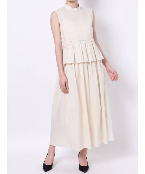 LAGUNAMOON（ラグナムーン）の「ウエストマークペプラムワンピース（ワンピース・レディース・アイボリー/ラベンダー/ブラウン・S/M）」の3枚目の写真