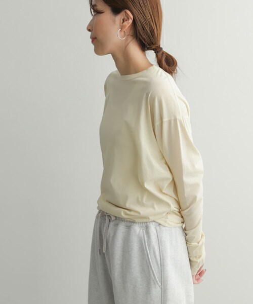 URBAN RESEARCH DOORS（アーバンリサーチドアーズ）の「『別注』unfil×DOORS　high twist cotton L/S t-shirts（Tシャツ/カットソー・レディース・別注l.blue/別注beige/別注orange・1）」の18枚目の写真