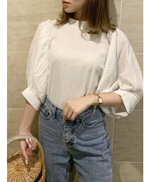 dazzlin | ギャザータックハーフスリーブブラウス(シャツ/ブラウス)
