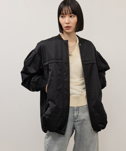 ADAM ET ROPE'(アダムエロペ)の「【WEB限定】・【定番】パフスリーブMA1(MA-1・レディース・ブラック/ダークブラウン/ブラウン・F)」の10枚目の写真