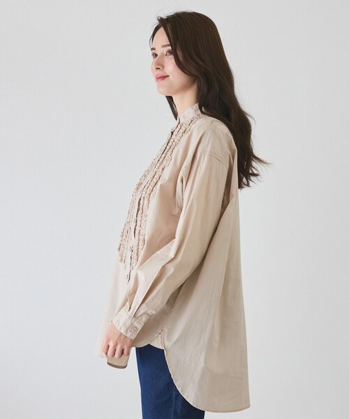 Jayro（ジャイロ）の「フリルピンタックチュニックブラウス（シャツ/ブラウス・レディース・ブラック/ホワイト系/ベージュ・M）」の15枚目の写真