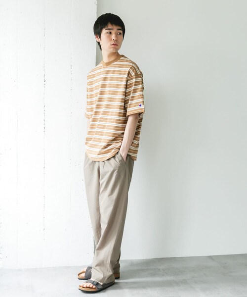 URBAN RESEARCH DOORS（アーバンリサーチドアーズ）の「『別注』CHAMPION×DOORS　BORDER T-SHIRTS（Tシャツ/カットソー・メンズ・NAVY/BEIGE/L.BROWN・M/L/XL）」の8枚目の写真