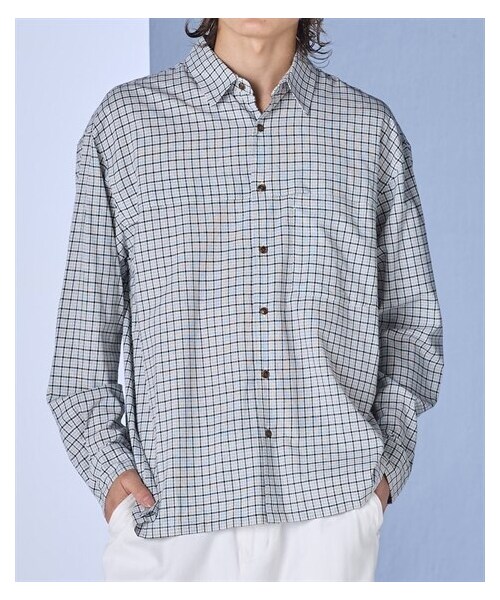 nissen（ニッセン）の「オーバーサイズ長袖チェックシャツ【大きいサイズ有】（シャツ/ブラウス・メンズ・マスタード系/オフホワイト系・M/L/LL/3L/4L/5L/6L/8L/10L）」の10枚目の写真