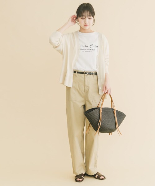 ITEMS URBANRESEARCH(アイテムズ アーバンリサーチ)の「『UVカット/洗濯可』Vネックオーバーカーディガン(楽着シリーズ)(ニット/セーター・レディース・OFF/RED/BEG/BLK・Free)」の9枚目の写真