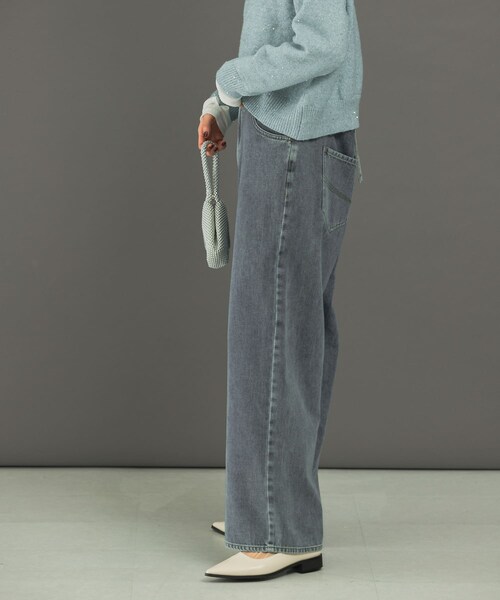 URBAN RESEARCH ROSSO（アーバンリサーチロッソ）の「CHIGNON　シンチバックデニムワイドパンツ（デニムパンツ・レディース・NAVY/BLUE・36/38）」の4枚目の写真