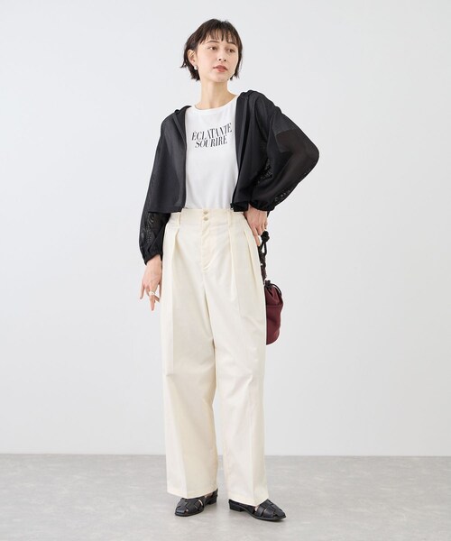 ROPE' PICNIC(ロペピクニック)の「絡み織フーディージップブルゾン(ブルゾン・レディース・ブラック/オフホワイト・F)」の4枚目の写真