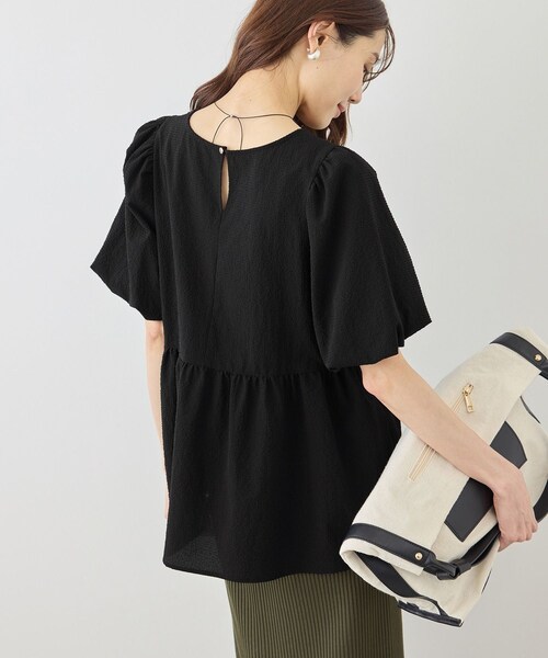 ROPE' PICNIC(ロペピクニック)の「【ベストヒット】細見えバルーンペプラムブラウス(シャツ/ブラウス・レディース・ブラック/キナリ/キナリ系/サックス/ダークブラウン・F)」の11枚目の写真