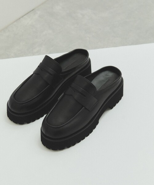 ADAM ET ROPE'(アダムエロペ)の「【サステナブル】ラウンドローファークロッグ(ローファー・レディース・ブラック/ダークブラウン・36.0/37.0/38.0)」の1枚目の写真