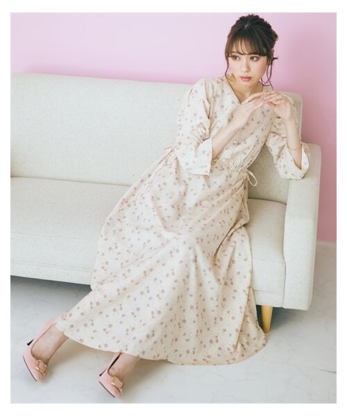 nissen（ニッセン）の「大きいサイズ花柄ワンピース　marun（ワンピース・レディース・アイボリー/ブラウン・L/LL/3L/4L/5L/6L/8L/10L）」の8枚目の写真