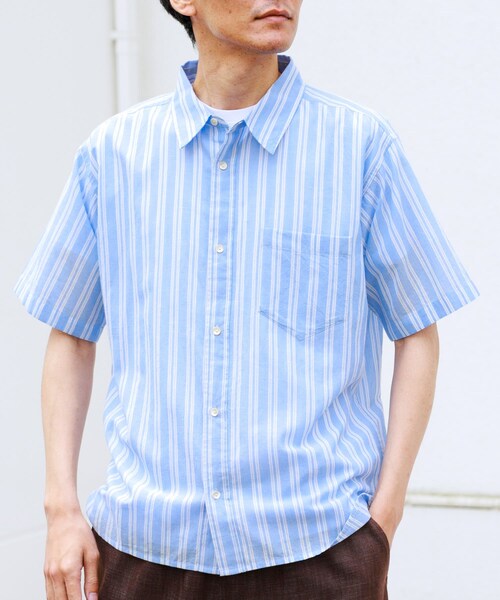 URBAN RESEARCH Sonny Label（アーバンリサーチサニーレーベル）の「インドコットンストライプシャツ（シャツ/ブラウス・メンズ・オフ/ブルー・M/L）」の2枚目の写真