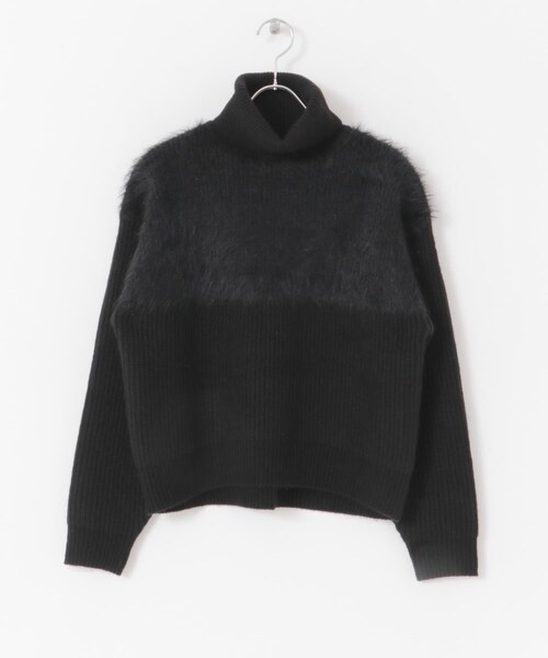 URBAN RESEARCH ROSSO（アーバンリサーチロッソ）の「エアリーヤーンドッキングニットプルオーバー（ニット/セーター・レディース・GRAY/OFF WHITE/BLACK・FREE）」の17枚目の写真