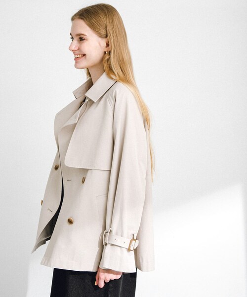URBAN RESEARCH Sonny Label（アーバンリサーチサニーレーベル）の「撥水ショートトレンチコート（ステンカラーコート・レディース・ベージュ/L.グレー/チャコール・36/38）」の19枚目の写真