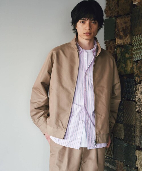 EKAL(エカル)の「『吸水速乾/イージーケア』coolmax chino スタンドジャケット(ブルゾン・メンズ・ベージュ/ネイビー・M/L)」の6枚目の写真