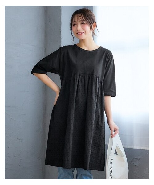 nissen（ニッセン）の「＜大きいサイズ＞綿100％ドビー切替チュニック（チュニック・レディース・黒/グレー/ピンク・L/LL/3L/4L/5L/6L/8L/10L）」の10枚目の写真
