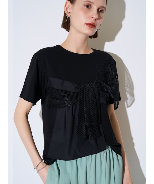 ELENDEEK(エレンディーク)の「DOCKING BUSTIER CS(Tシャツ/カットソー・レディース・オフホワイト/ブラック・F)」の2枚目の写真