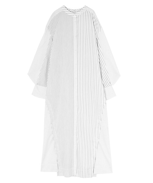 UN3D.（アンスリード）の「W TRIANGLE TUCK SH OP（シャツワンピース・レディース・ミックス/ホワイト/ブラック・36/38）」の9枚目の写真