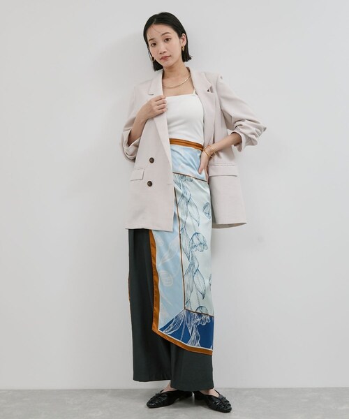 VIS（ビス）の「チューリップ柄スカーフ90×90cm（バンダナ/スカーフ・レディース・ブラウン系/ブルー系・F）」の17枚目の写真