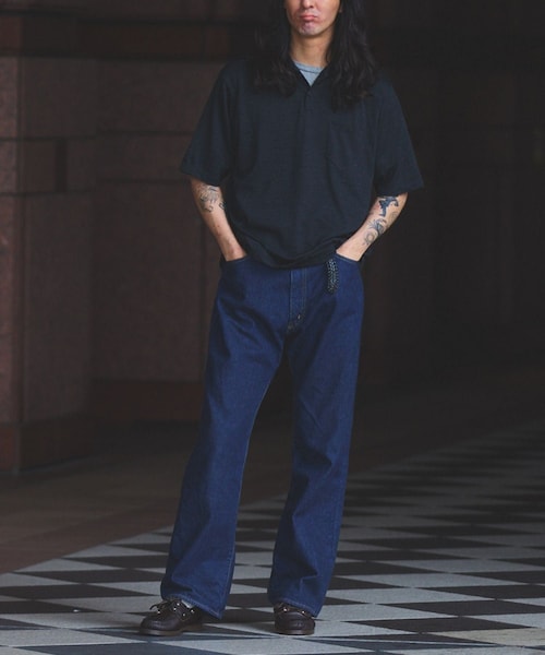 ADAM ET ROPE'（アダムエロペ）の「【BATONER for WILD LIFE TAILOR】WOOL天竺 ハーフスリーブ ニットポロ（ポロシャツ・メンズ・ブラック系・2/3/4）」の15枚目の写真