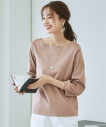 nissen | 綿１００％ダブルフロントパフスリーブ７分袖トップス(Tシャツ/カットソー)