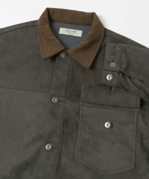 URBAN RESEARCH Sonny Label（アーバンリサーチサニーレーベル）の「襟切替スウェードタッチジャケット（ブルゾン・メンズ・チャコール/ブラウン/グレージュ・M/L）」の6枚目の写真