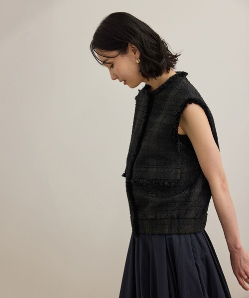 ROPE'（ロペ）の「サマーツイードジレ（ベスト・レディース・ブラック/オフホワイト・F）」の12枚目の写真