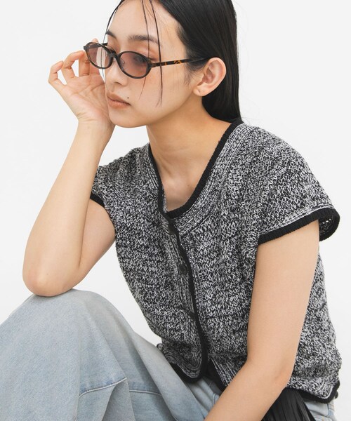 KBF（ケイビーエフ）の「オーバルフレームサングラス（メガネ・レディース・BROWN/D.BROWN・One）」の6枚目の写真
