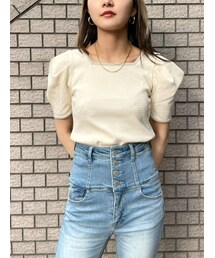 EMODA | ボックスネックパフトップ(Tシャツ/カットソー)