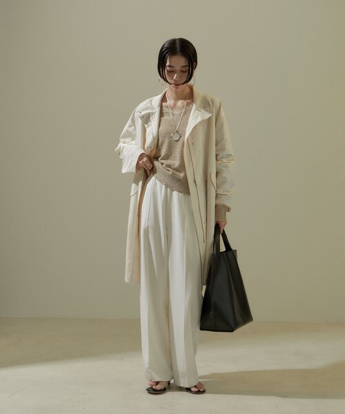 ADAM ET ROPE'（アダムエロペ）の「[24SS]ミリタリースタンドカラーコート/モッズコート【撥水加工・洗える】（ミリタリージャケット・レディース・ブラウン系/オフホワイト・F）」の8枚目の写真